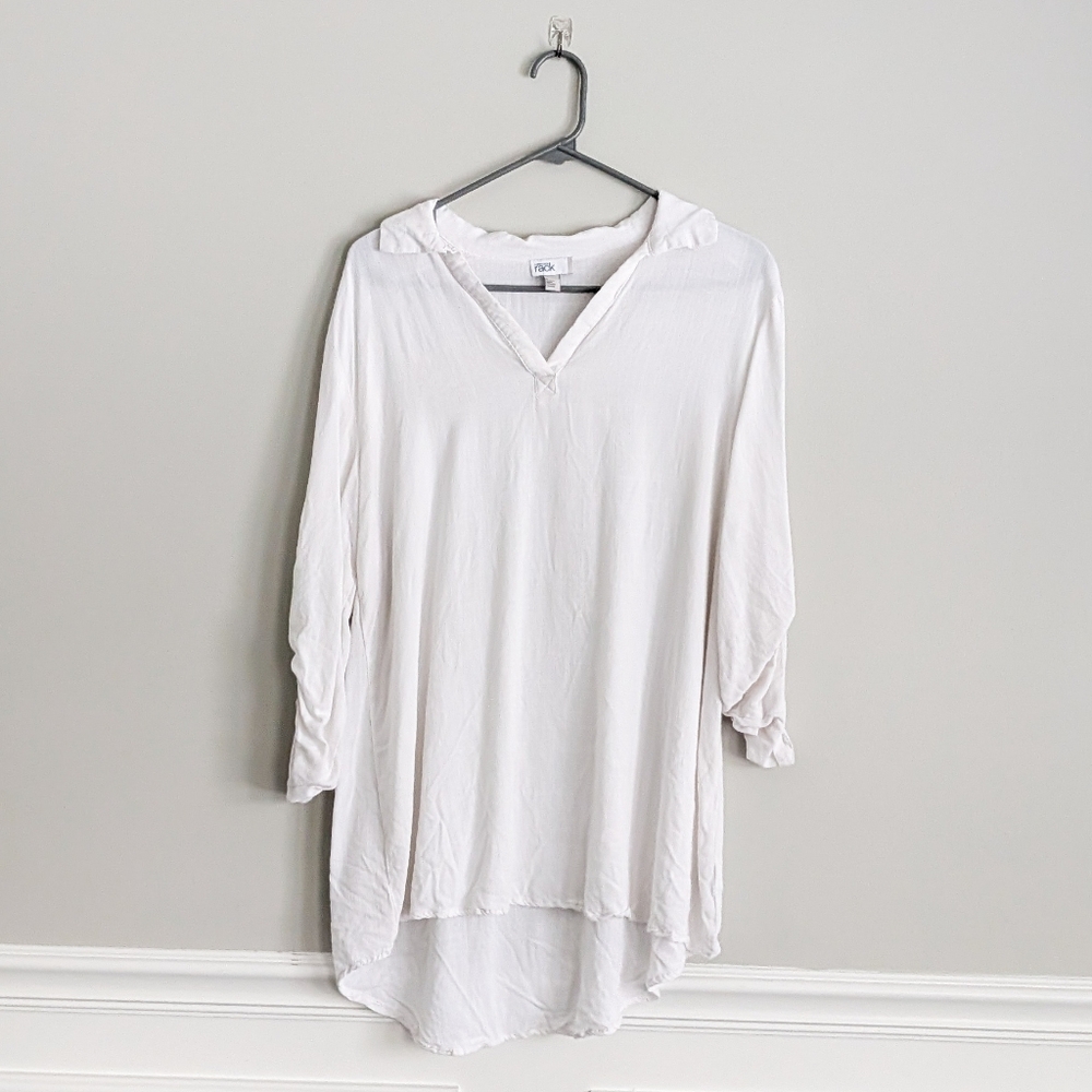 Nordstrom Women's Tunic Top, White, Large